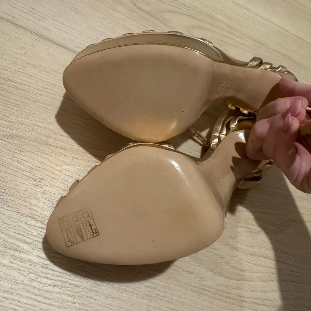 Casadei Metallic Gold Platform Heels - Picture 6 of 11